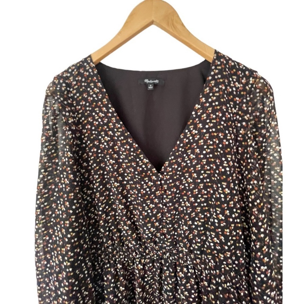 Madewell Resourced Georgette Button Front Mini Dress In Adorable Ditzy Size M - Picture 5 of 9